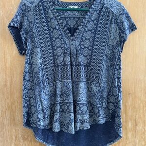 Lucky Brand Blue Patterned Blouse